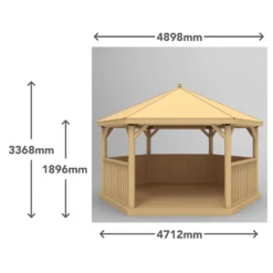 Forest Garden Furnished Cedar Roof Hexagonal Gazebo, (W)4900mm (D)4240mm (Green Cushion Included) -Flyymo Care Garden Shop forest garden furnished cedar roof hexagonal gazebo w 4900mm d 4240mm green cushion included 5013053172612 01t