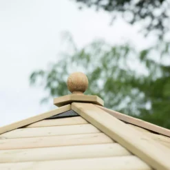 Forest Garden Furnished Timber Roof Hexagonal Gazebo, (W)4900mm (D)4240mm (Green Cushion Included) -Flyymo Care Garden Shop forest garden furnished timber roof hexagonal gazebo w 4900mm d 4240mm green cushion included 5013053172643 08i