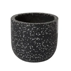 GoodHome Charcoal Speckled Circular Plant Pot (Dia)16.2cm