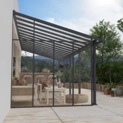 Palram - Canopia 3 Series Grey Patio Cover Side Wall, (L)2.57m (H)3.05m -Flyymo Care Garden Shop palram canopia 3 series grey patio cover side wall l 2 57m h 3 05m7290108137217 03i bq
