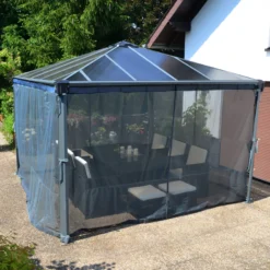 Palram - Canopia 3K Series Grey Polyester (PES) Gazebo Netting, Pack Of 6 (L)2170mm (W)3660mm -Flyymo Care Garden Shop palram canopia 3k series grey polyester pes gazebo netting pack of 6 l 2170mm w 3660mm7290108130751 04i