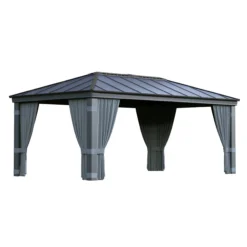 Palram - Canopia Dallas Grey Polyester (PES) Gazebo Curtain, Pack Of 4 (L)2120mm (W)5070mm