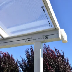 Palram - Canopia Sierra White Non-retractable Awning, (L)2.25m (H)3m (W)2.25m -Flyymo Care Garden Shop palram canopia sierra white non retractable awning l 2 25m h 3m w 2 25m7290108131314 08i bq