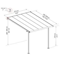Palram - Canopia Sierra White Non-retractable Awning, (L)3.14m (H)3.05m (W)2.99m -Flyymo Care Garden Shop palram canopia sierra white non retractable awning l 3 14m h 3 05m w 2 99m7290108130300 01t bq