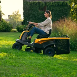 Stiga Battery-powered Ride-on Lawnmower 48V -Flyymo Care Garden Shop stiga battery powered ride on lawnmower 48v8008984852570 01i