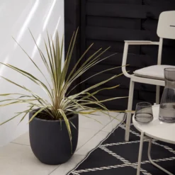 Verve Ammer Dark Grey Fibreclay Circular Plant Pot (Dia)28cm -Flyymo Care Garden Shop verve ammer dark grey fibreclay circular plant pot dia 28cm5059340327662 01i