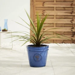 Verve Barcău Blue Ceramic Round Plant Pot (Dia)32cm -Flyymo Care Garden Shop verve barcau blue ceramic round plant pot dia 32cm5059340327792 01i