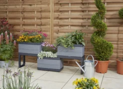 Verve Grey Rectangular Planter, Set -Flyymo Care Garden Shop verve grey rectangular planter set5059340328881 01i